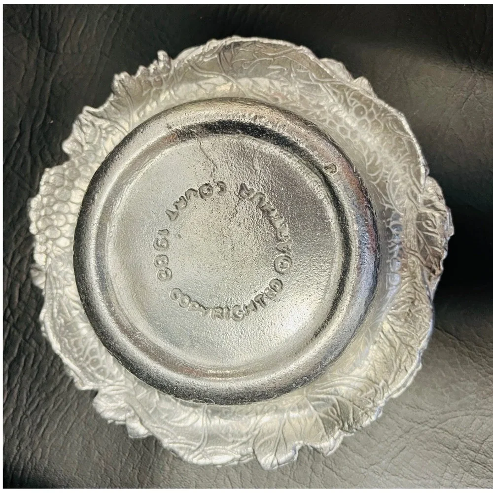 Arthur Court Bowl 6in Vintage 1988 Grape Leaf Aluminum Silver Dish Wine Coaster